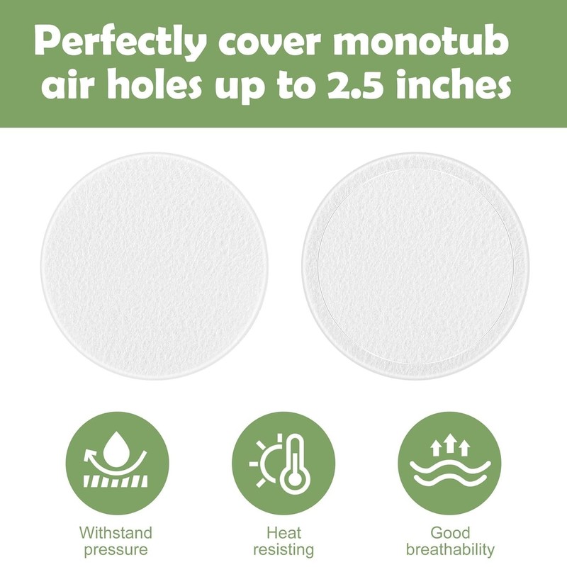 High-Performance 48 Pcs Monotub Adhesive Filter Pads for Mushroom Cultivation gallery