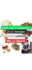 Mushroom Liquid Culture Mycelium Syringes 4 Pack, Choose from 25 Strains
