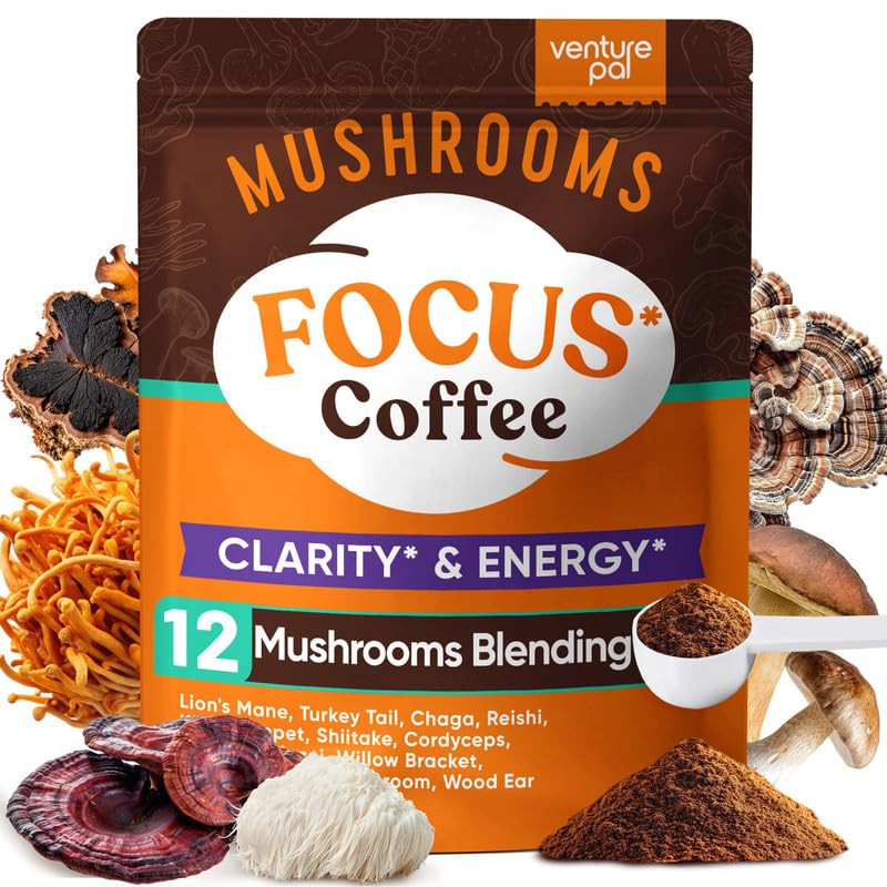 Mushroom Coffee (40 Servings) 12 Adaptogenic Mushrooms, Lion’s Mane, Cordyceps, gallery