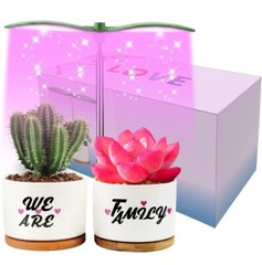 WEDCOL Succulent Pots w/ Grow Lights 3.54” Ceramic Flower Pots & Tray