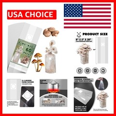 Extra Thick 80 Micron Mushroom Grow Bags – 60 Count Autoclavable Convenience