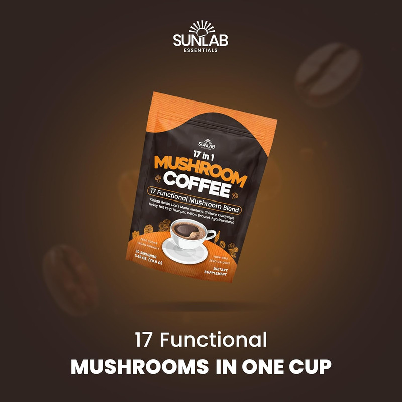 Organic Mushroom Coffee 17 Functional Mushroom Blend (Lion's Mane, Reishi, Chaga gallery