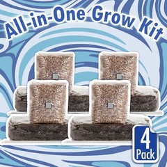 4x All-in-One Mushroom Grow Kit | 2 lb Sterile Grain Bag & 4lb Bulk Substrate