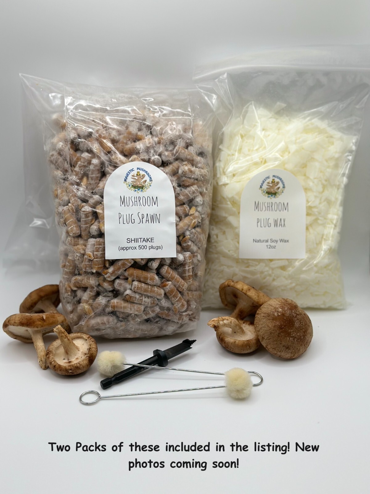 Shiitake Mushroom Plug Spawn 1000X Combo w/ drill bit & wax - FREE USA shipping gallery
