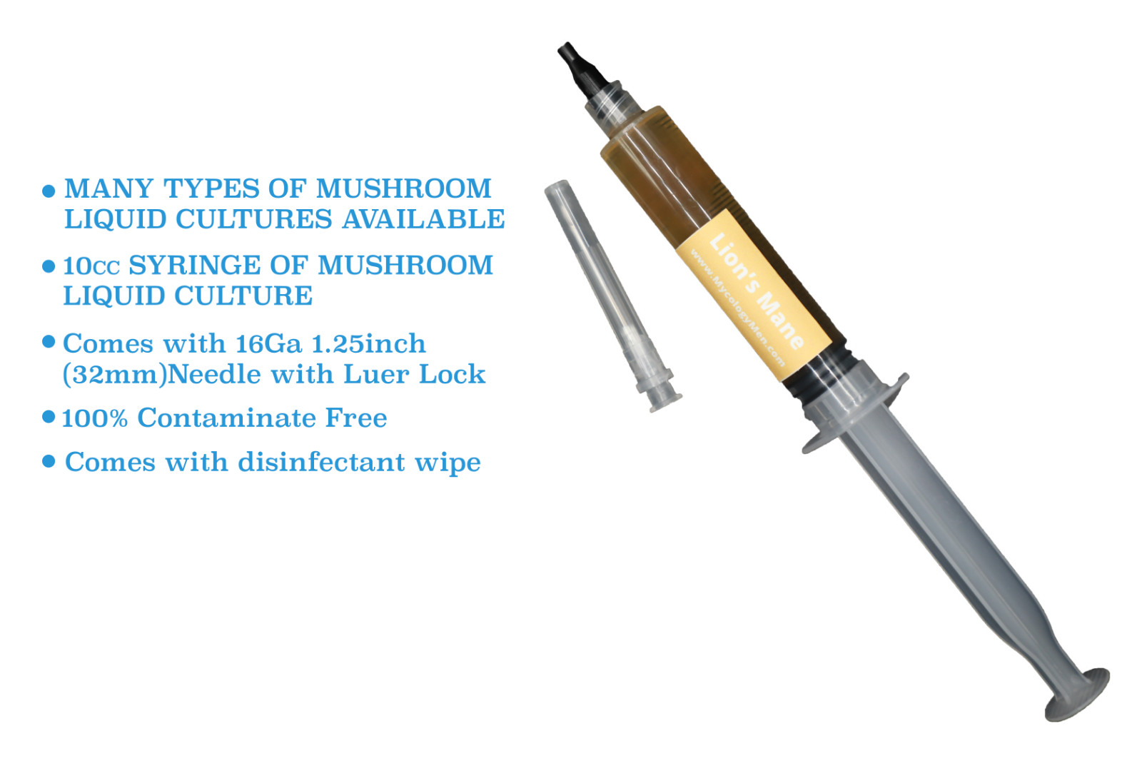 Premium Mushroom Liquid Culture Syringe | Lion's Mane (Hericium erinaceus) gallery