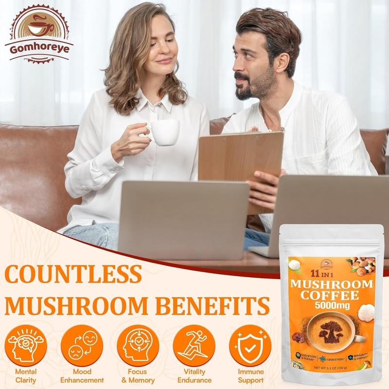 Mushroom Coffee - Mushroom Coffee Organic with 11 Superfood Mushrooms, Includ... gallery
