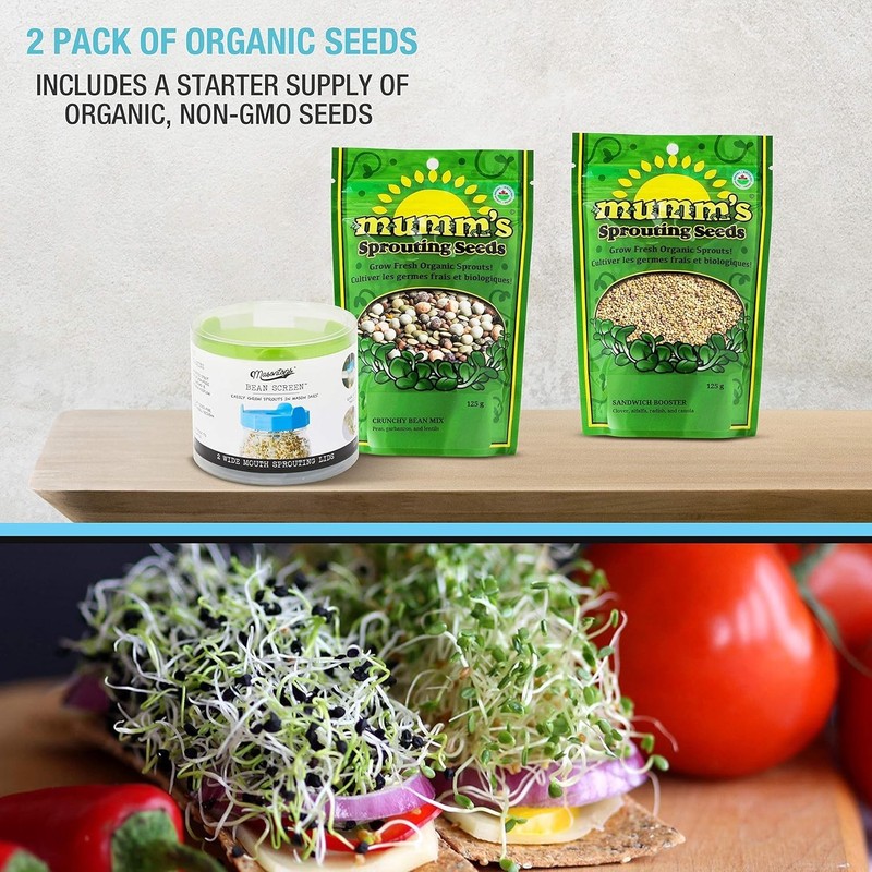 Bean Screen Sprouts Growing Kit - Sprouting Lids & Sprout Mixes Microgreens G... gallery