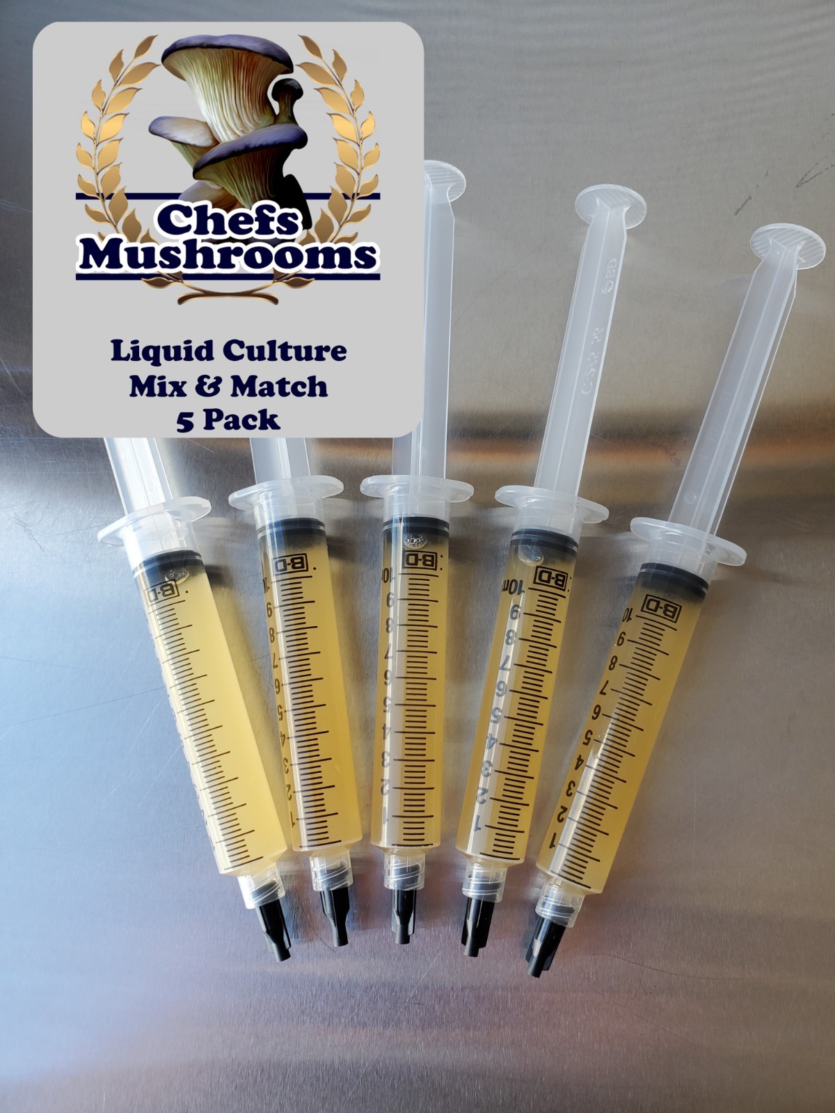 Mix & Match Liquid Culture - 12cc Syringes - 5 Pack - Chefs Mushrooms gallery