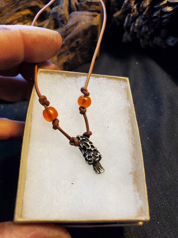 1 Solid silver MOREL MUSHROOM sterling necklace mushrooms heavy fungi edible yum gallery