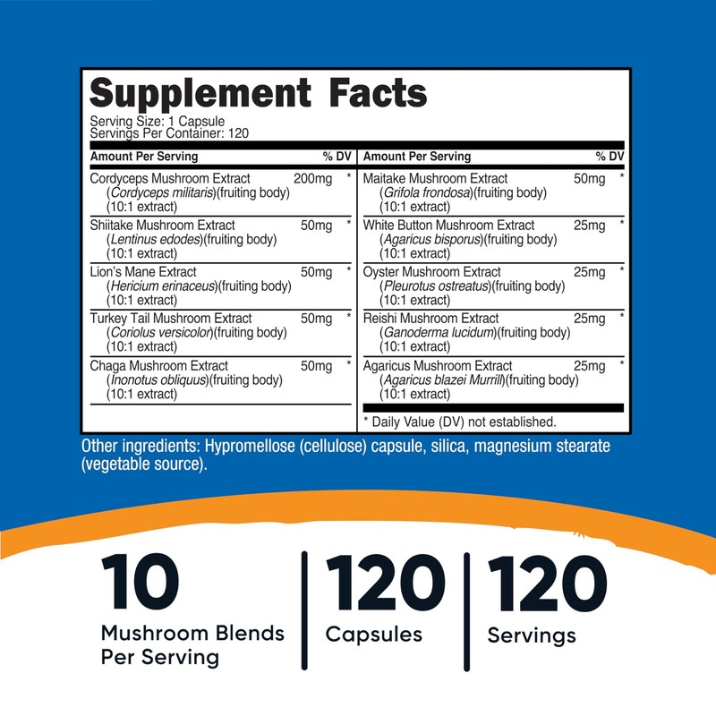Nutricost Mushroom Complex Supplement, 120 Capsules for 120 Count (Pack of 1) gallery