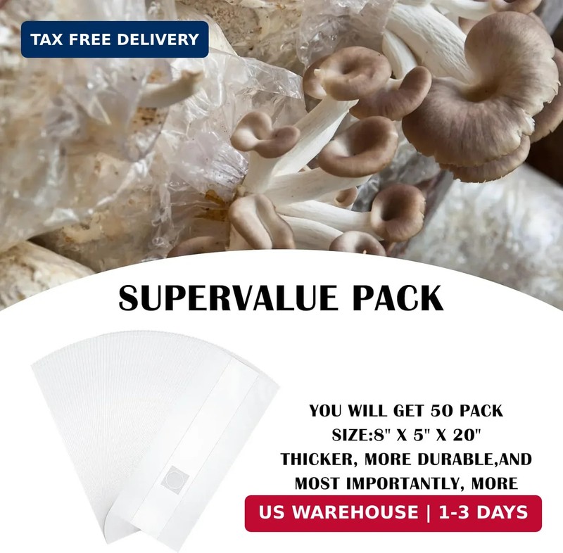 Lemecima 50-Pack Autoclavable Mushroom Growing Bag Bulk with Microporous Filter gallery